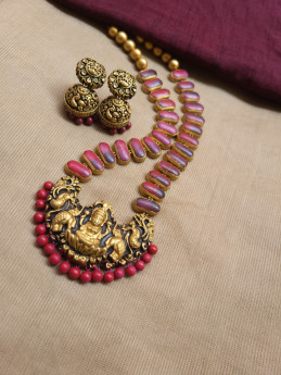 Maroon Lakshmi Terracotta Jewellery